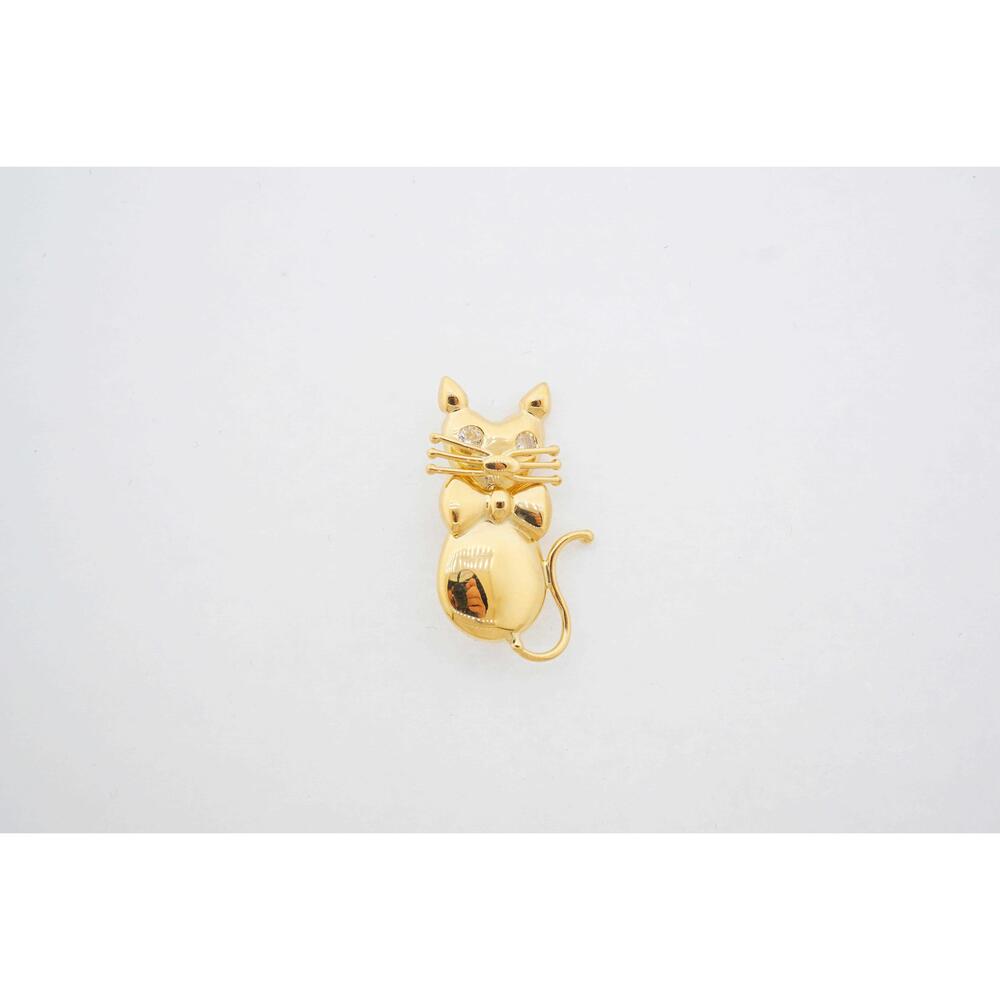 Estate Sale Antique 18k Yellow Gold CZ Brooch Vintage Fine Jewelry Women's